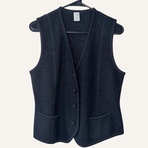 Vintage Lands' End Women's 100% Wool Classic knit Black Vest‎ 8p
